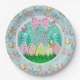 Cute Easter Egg Hunt and Colourful Butterflies Paper Plate