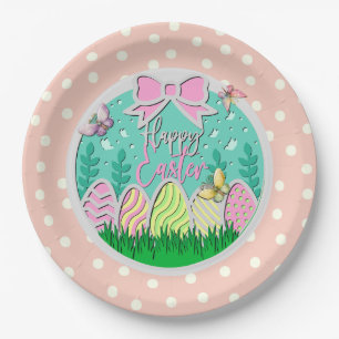 Cute Easter Egg Hunt and Colourful Butterflies Paper Plate