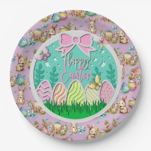 Cute Easter Egg Hunt and Colourful Butterflies Paper Plate