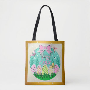 Cute Easter Egg Hunt and Colourful Butterflies Tote Bag