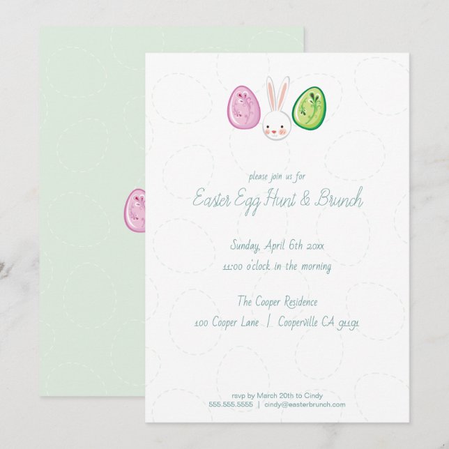 Cute Easter Egg Hunt & Brunch Invitation (Front/Back)