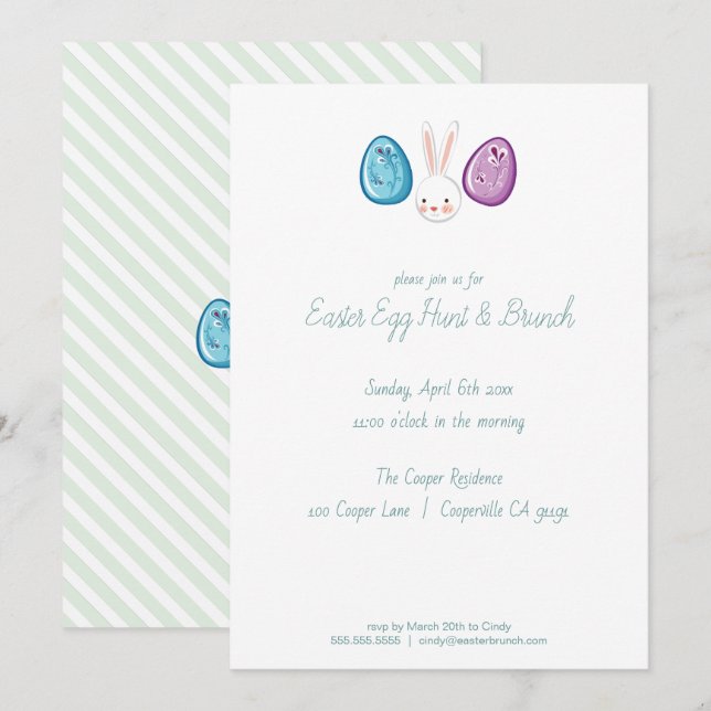 Cute Easter Egg Hunt & Brunch Invitation (Front/Back)