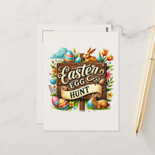 Cute Easter egg hunt  Postcard