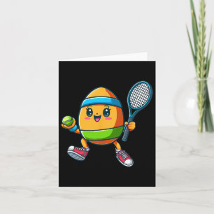 Cute Easter Egg Tennis Player Design Cartoon  Card