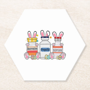 Cute Easter Eggs Bunny Ears Happy Easter Day ICU Paper Coaster