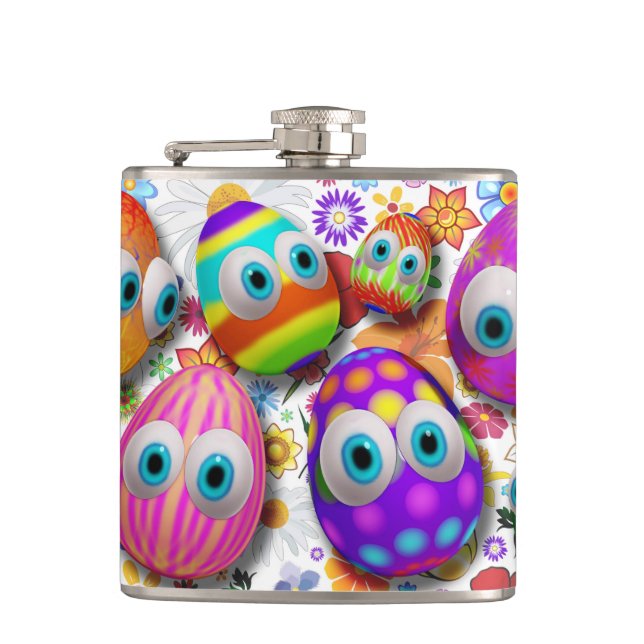 Cute Easter Eggs Cartoon Flasks (Front)