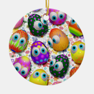 Cute Easter Eggs Cartoon Ornament