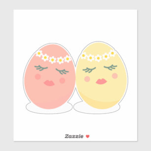 Cute Easter eggs Custom-Cut Vinyl Stickers