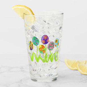 Cute Easter eggs flower Holiday party Glass