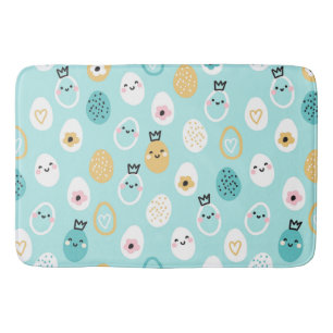 Cute Easter Eggs Pattern Kawaii Pastel Eggs Bath Mat