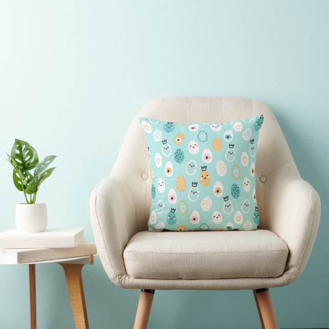 Cute Easter Eggs Pattern Kawaii Pastel Eggs  Cushion (Chair)