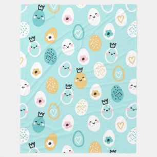 Cute Easter Eggs Pattern Kawaii Pastel Eggs Fleece Blanket