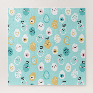 Cute Easter Eggs Pattern Kawaii Pastel Eggs  Jigsaw Puzzle