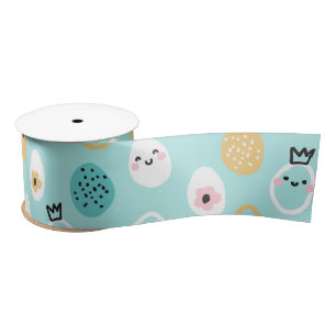 Cute Easter Eggs Pattern Kawaii Pastel Eggs  Satin Ribbon