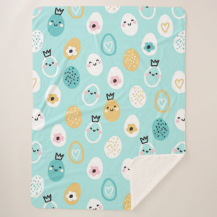 Cute Easter Eggs Pattern Kawaii Pastel Eggs Sherpa Blanket
