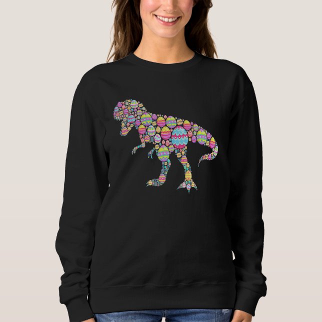Cute Easter Eggs T Rex Dinosaur Saurus Dino Happy  Sweatshirt (Front)