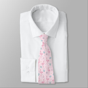 Cute Easter Flamingo and Painted Eggs Pattern Tie