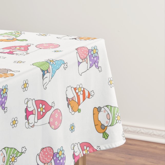 Cute Easter Gnomes Girly Spring Flowers Eggs Tablecloth (In Situ)