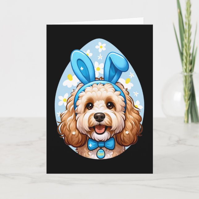 Cute Easter Goldendoodle Doodle Bunny Ears Dog Des Card (Front)