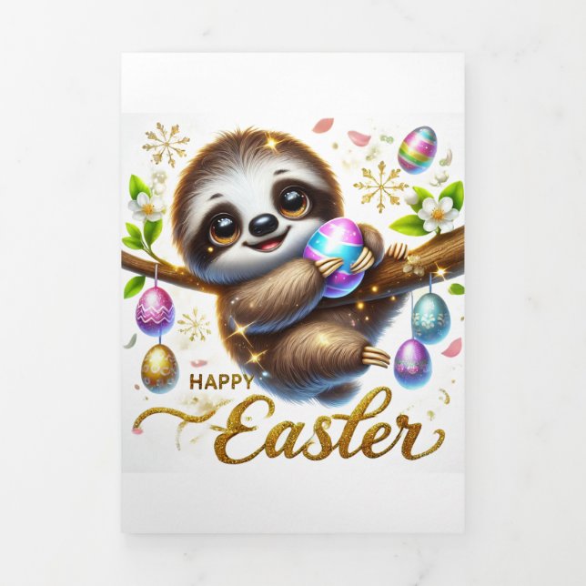 Cute Easter Greeting Card With Sloth  (Cover)