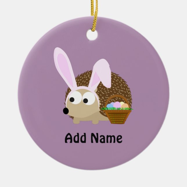Cute Easter Hedgehog Ceramic Tree Decoration (Front)