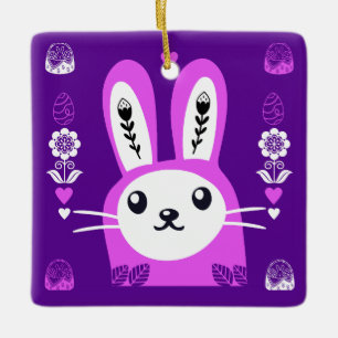 Cute Easter Holiday Rabbit Ceramic Ornament