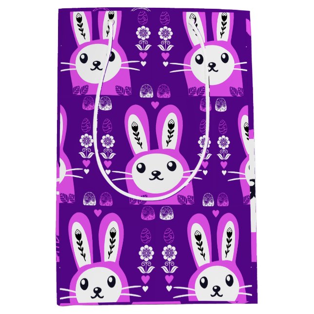 Cute Easter Holiday Rabbit Medium Gift Bag (Front)