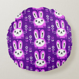 Cute Easter Holiday Rabbit Round Cushion