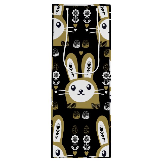 Cute Easter Holiday Rabbit Wine Gift Bag (Front)