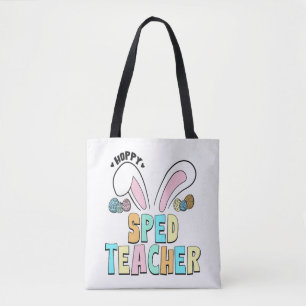 Cute Easter Hoppy Sped Teacher Bunny Ears Tote Bag