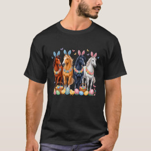 Cute Easter Horse Bunny Ears Eggs Spring Floral Gi T-Shirt