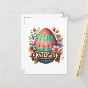 Cute Easter joy word art Holiday Postcard