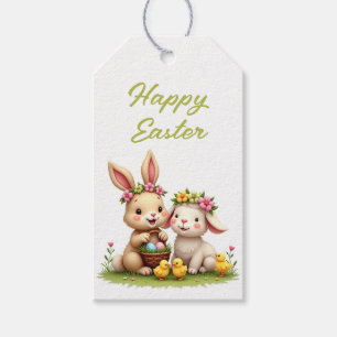 Cute Easter Lamb & Bunny   Chicks & Spring Flowers Gift Tags