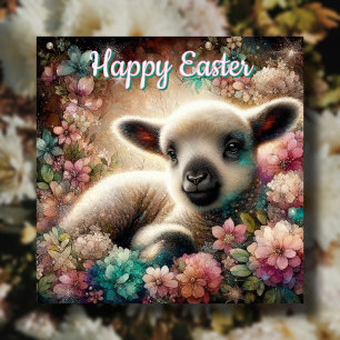 Cute Easter Lamb Christian Blessing Bible Verse Holiday Card