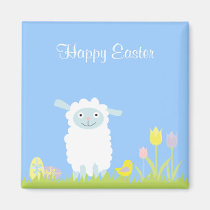 Cute Easter Lamb with Eggs Magnet