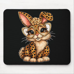 Cute Easter Leopard Bunny Heart Gles Spring Vibes Mouse Pad