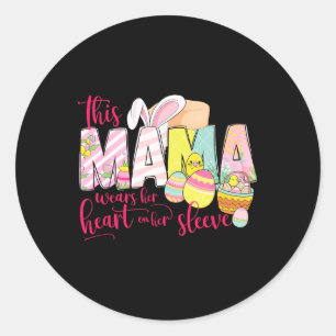 Cute Easter Mama Bunny Floral Mother’s Day Spring  Classic Round Sticker