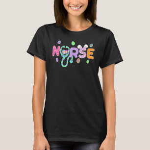 Cute Easter Nurse Bunny Ears Happys Easter Eggs Ou T-Shirt