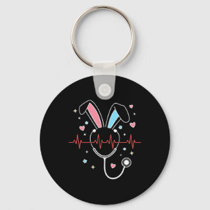 Cute Easter Nurse Bunny Stethoscope Heartbeat Nurs Key Ring