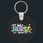 Cute Easter Nurse Medical Humor Key Ring<br><div class="desc">Colorful lettering with a nurse hat,  stethoscope,  flowers and playful medical symbols. A cheerful graphic celebrating caring nurses and healthcare professionals during the Easter season with a bright and friendly hospital atmosphere.</div>