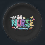 Cute Easter Nurse Medical Humor Paper Plate<br><div class="desc">Colorful lettering with a nurse hat,  stethoscope,  flowers and playful medical symbols. A cheerful graphic celebrating caring nurses and healthcare professionals during the Easter season with a bright and friendly hospital atmosphere.</div>