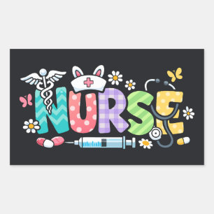 Cute Easter Nurse Medical Humor Rectangular Sticker