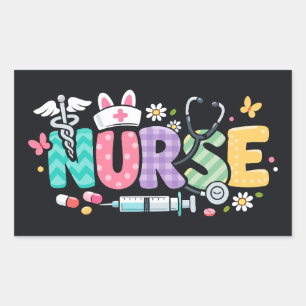 Cute Easter Nurse Medical Humor Rectangular Sticker
