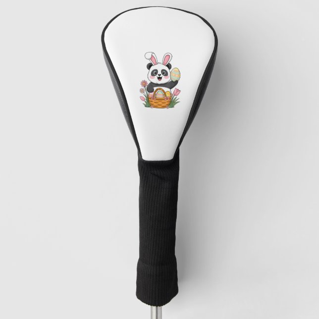 Cute Easter Panda Bunny Rabbit Easter Egg Basket P Golf Head Cover (Front)