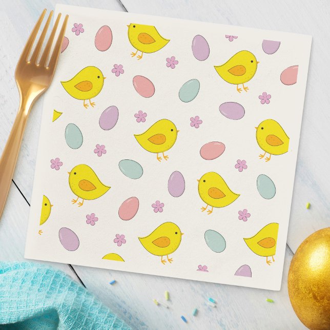 Cute Easter pattern Chickens Eggs Custom colour Fu Napkin (Creator Uploaded)