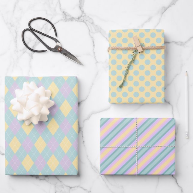 Cute Easter Pattern Pastel Wrapping Paper Sheet (Front)