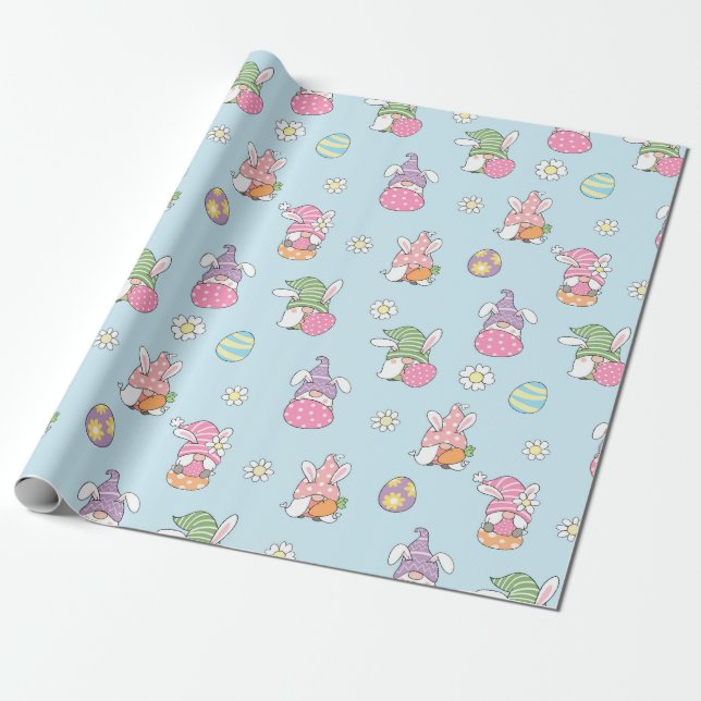 Cute Easter Pattern Wrapping Paper (Unrolled)