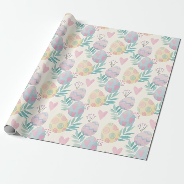 Cute Easter Pattern Wrapping Paper (Unrolled)