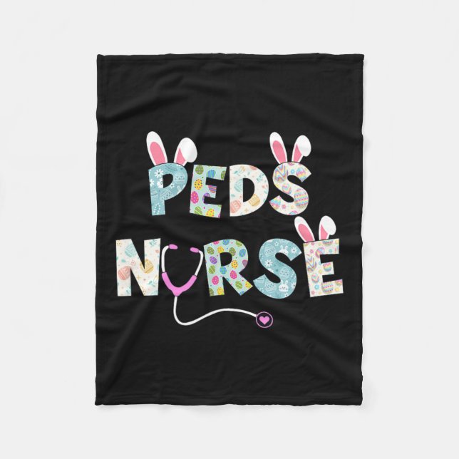Cute Easter Peds Nurse Bunny Ears Happy Easter Egg Fleece Blanket (Front)