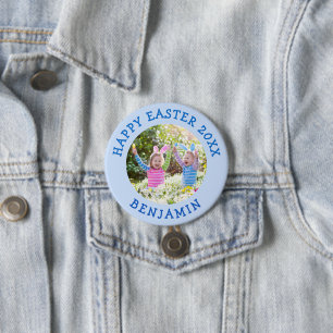 Cute Easter Photo With Boys Name Blue 7.5 Cm Round Badge